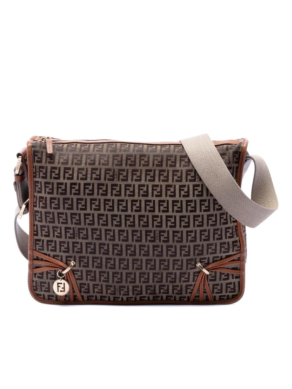 Fendi Zucchino Canvas F Charm Crossbody #318041F63B
